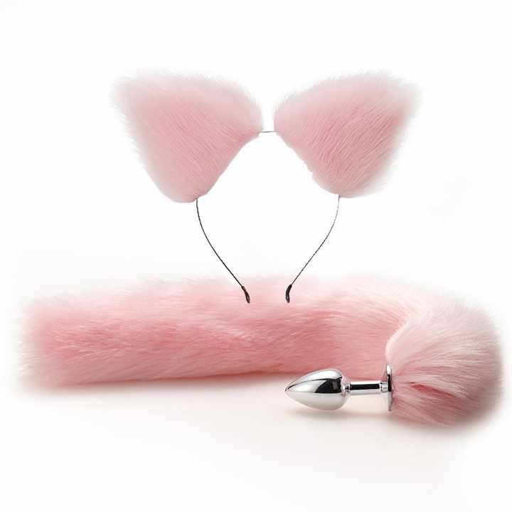 Fur-Tail Anal Plug Set – 4 Alluring Shades - Pink - Image 2